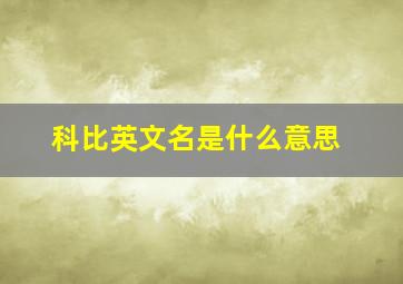 科比英文名是什么意思