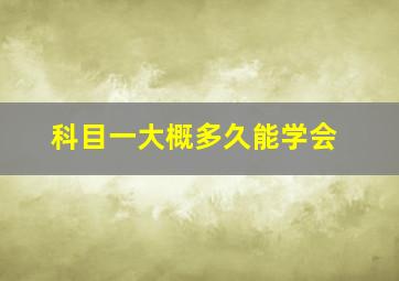 科目一大概多久能学会