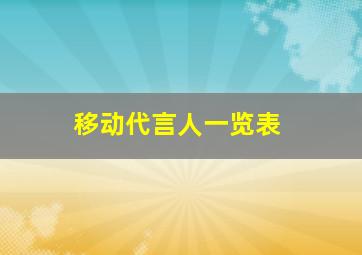 移动代言人一览表