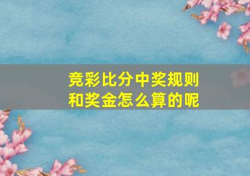 竞彩比分中奖规则和奖金怎么算的呢