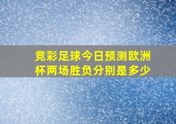 竞彩足球今日预测欧洲杯两场胜负分别是多少