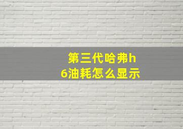 第三代哈弗h6油耗怎么显示