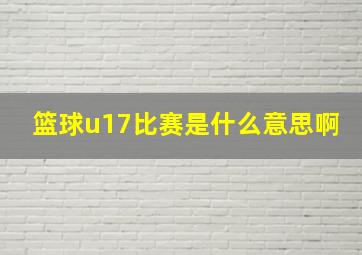 篮球u17比赛是什么意思啊