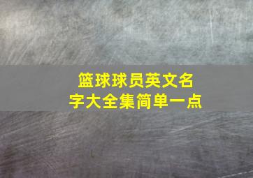 篮球球员英文名字大全集简单一点