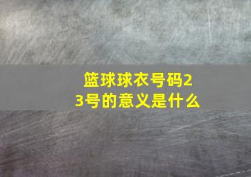 篮球球衣号码23号的意义是什么