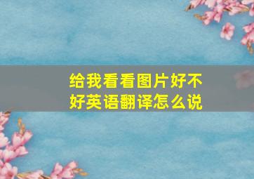 给我看看图片好不好英语翻译怎么说