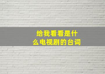 给我看看是什么电视剧的台词