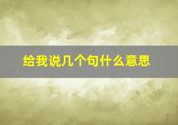 给我说几个句什么意思