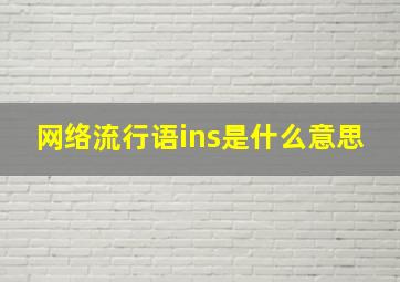 网络流行语ins是什么意思