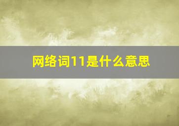 网络词11是什么意思