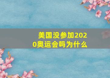 美国没参加2020奥运会吗为什么