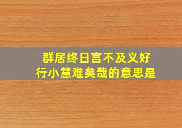 群居终日言不及义好行小慧难矣哉的意思是