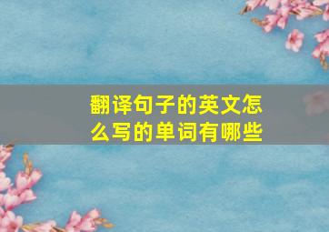 翻译句子的英文怎么写的单词有哪些