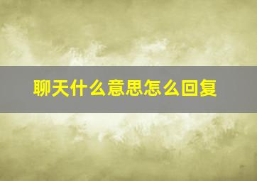 聊天什么意思怎么回复