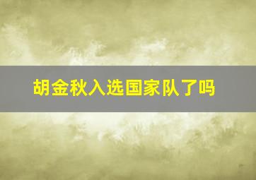 胡金秋入选国家队了吗