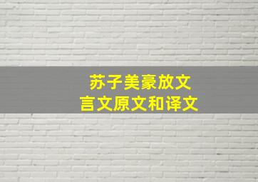 苏子美豪放文言文原文和译文