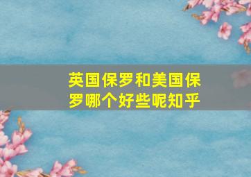 英国保罗和美国保罗哪个好些呢知乎