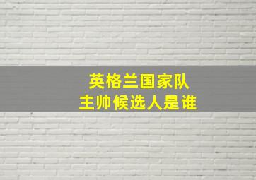 英格兰国家队主帅候选人是谁