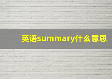 英语summary什么意思