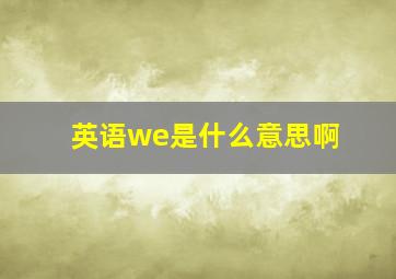 英语we是什么意思啊