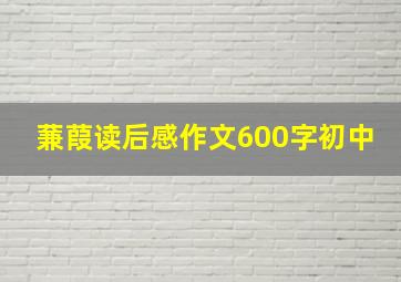 蒹葭读后感作文600字初中