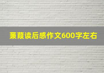 蒹葭读后感作文600字左右