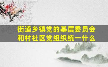 街道乡镇党的基层委员会和村社区党组织统一什么