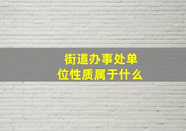 街道办事处单位性质属于什么