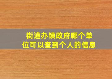 街道办镇政府哪个单位可以查到个人的信息