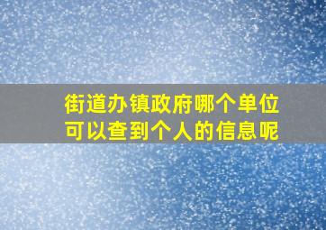 街道办镇政府哪个单位可以查到个人的信息呢