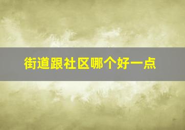 街道跟社区哪个好一点