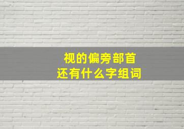 视的偏旁部首还有什么字组词