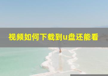 视频如何下载到u盘还能看