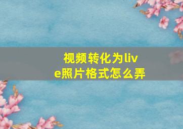 视频转化为live照片格式怎么弄