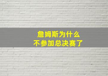 詹姆斯为什么不参加总决赛了