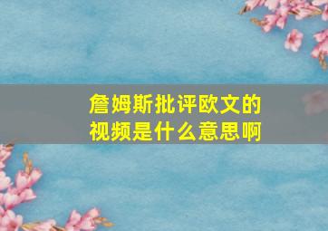 詹姆斯批评欧文的视频是什么意思啊