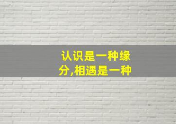 认识是一种缘分,相遇是一种