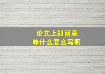 论文上知网意味什么怎么写啊