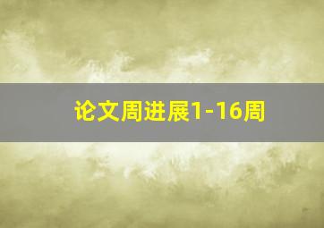 论文周进展1-16周