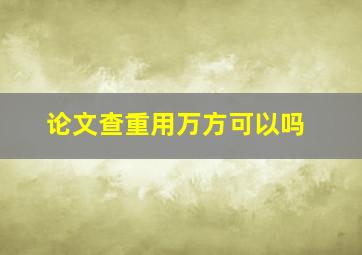 论文查重用万方可以吗