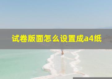 试卷版面怎么设置成a4纸