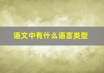 语文中有什么语言类型