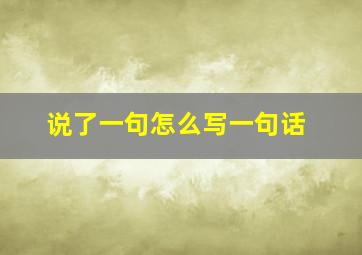 说了一句怎么写一句话