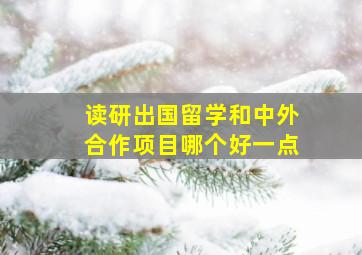 读研出国留学和中外合作项目哪个好一点