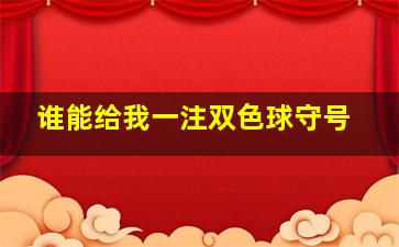 谁能给我一注双色球守号