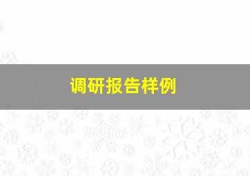 调研报告样例