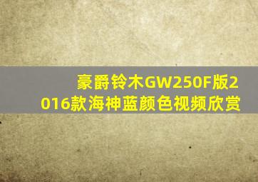 豪爵铃木GW250F版2016款海神蓝颜色视频欣赏