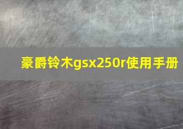 豪爵铃木gsx250r使用手册