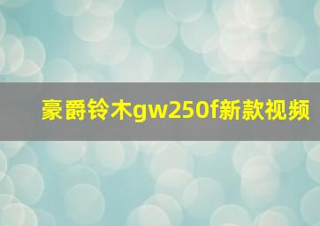 豪爵铃木gw250f新款视频