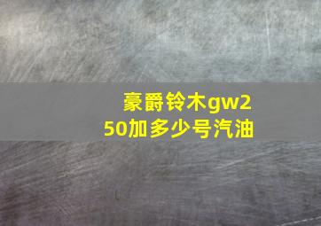 豪爵铃木gw250加多少号汽油